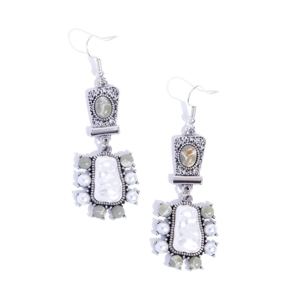Elegant Silver and White Dangle Earrings